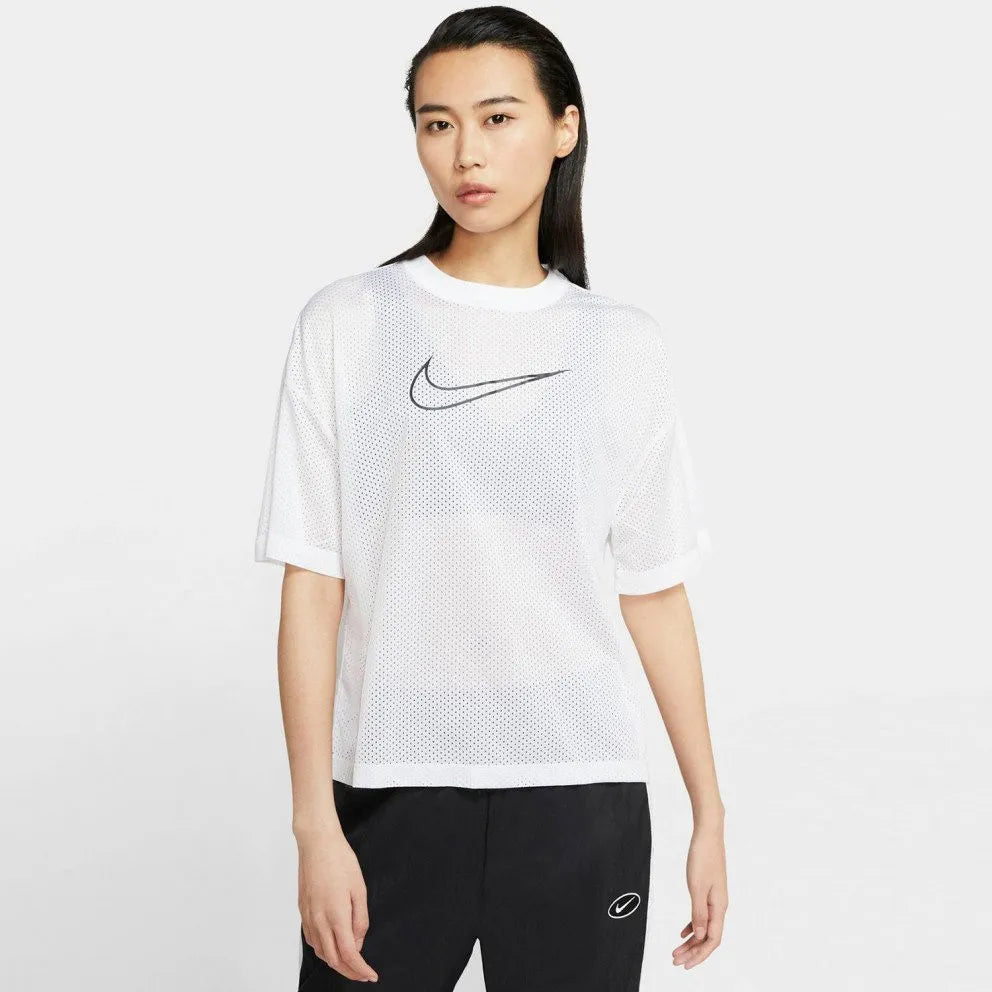 Camiseta para mujeres Camisa de malla Nike Top White L