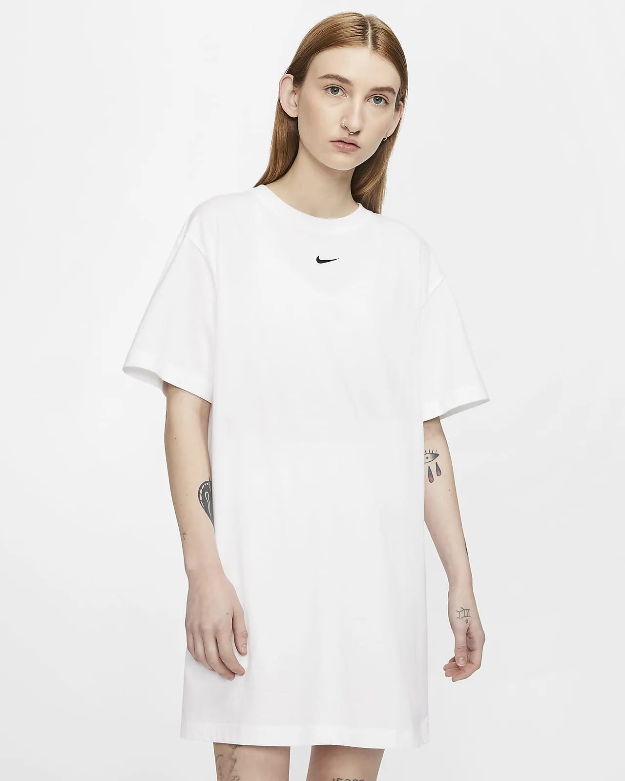 T-shirt/vestido feminino Nike, vestido essencial branco, xs