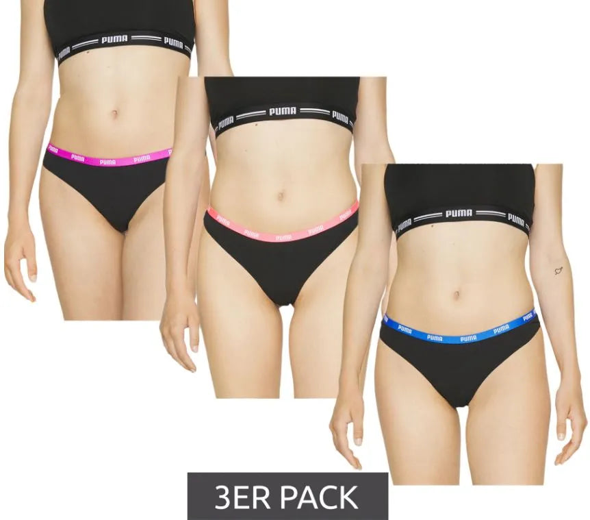 Dames Slip Puma String 3p Roze-Orchidee-Blauw Mix l