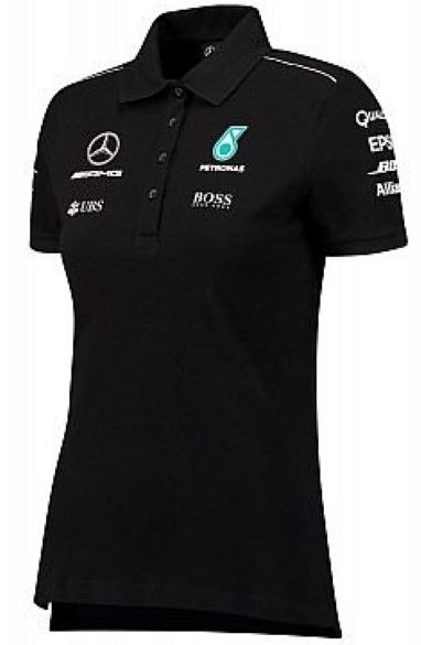 Mercedes Mamgp Dames Polo Zwart 2XS - Sportief & Elegant