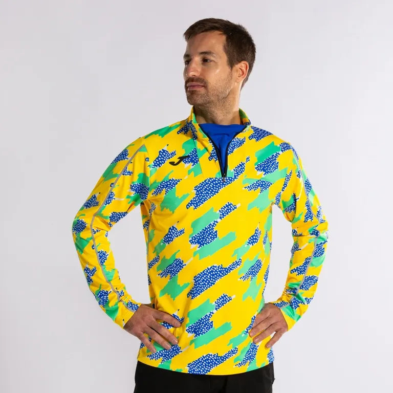 Mikina Joma supernova III Zip-up čierna fluor zelená žltá L