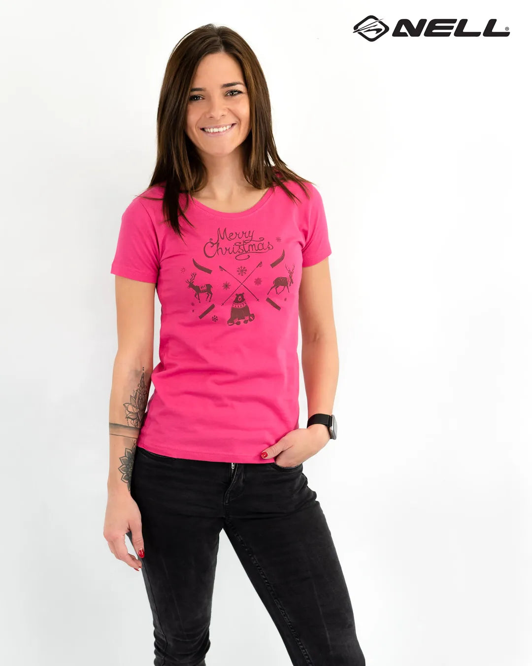 Weihnachten rosa Damen T -Shirt aus Baumwolle - perfekte Passform