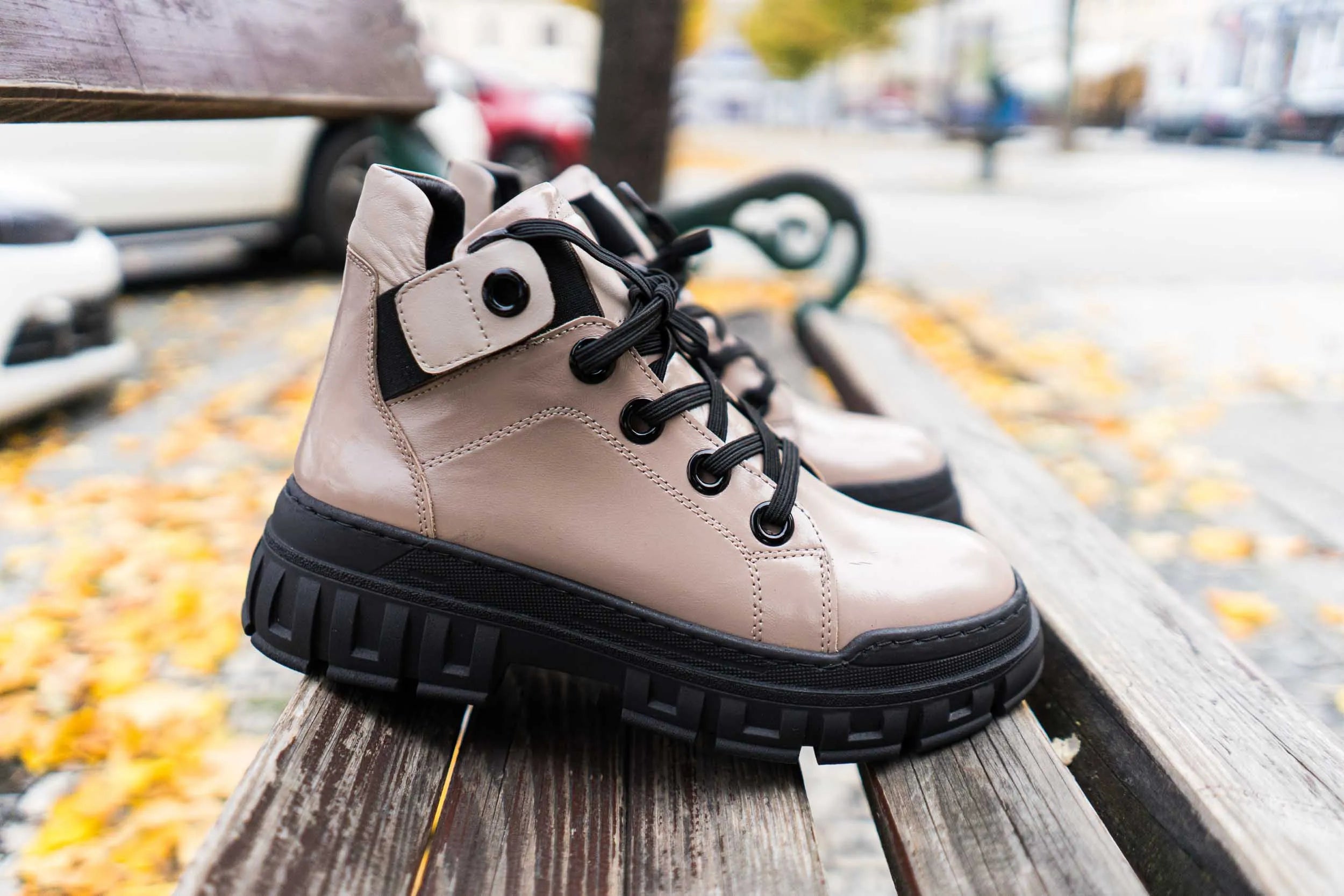 Damer læder sneakers nell 157 beige størrelse 40