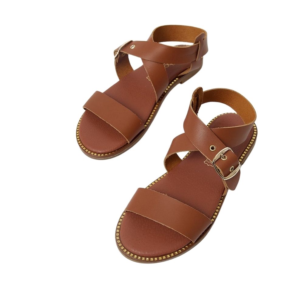 Sandals déanta as camel leathair nádúrtha zln 0814