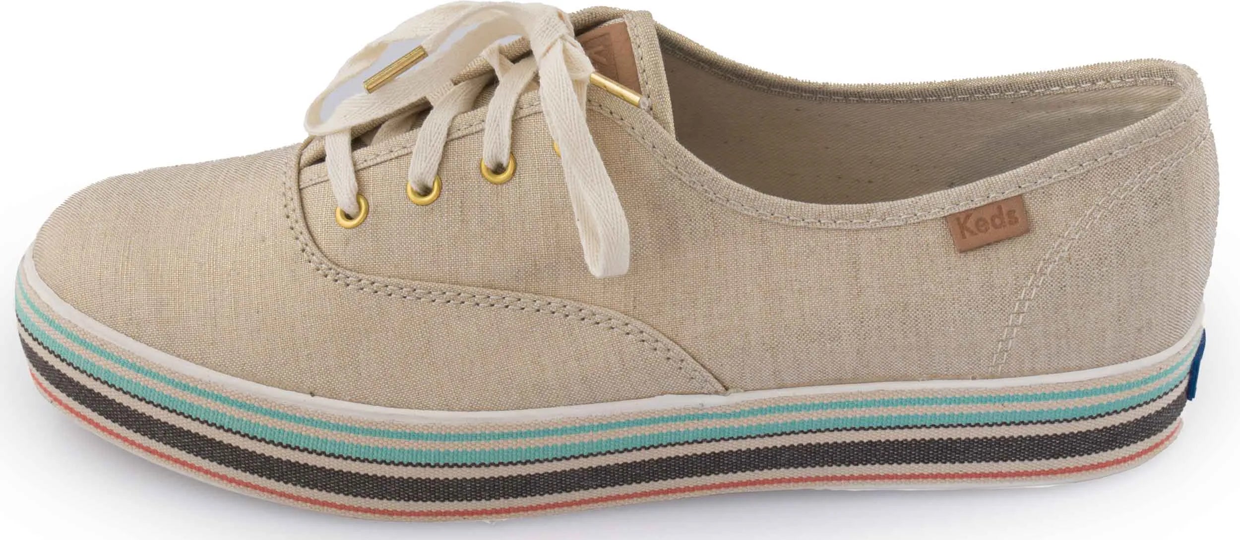 Zapatos para mujeres KEDS WMS Triple Stripe Foxing Line Natural Gold 40.5