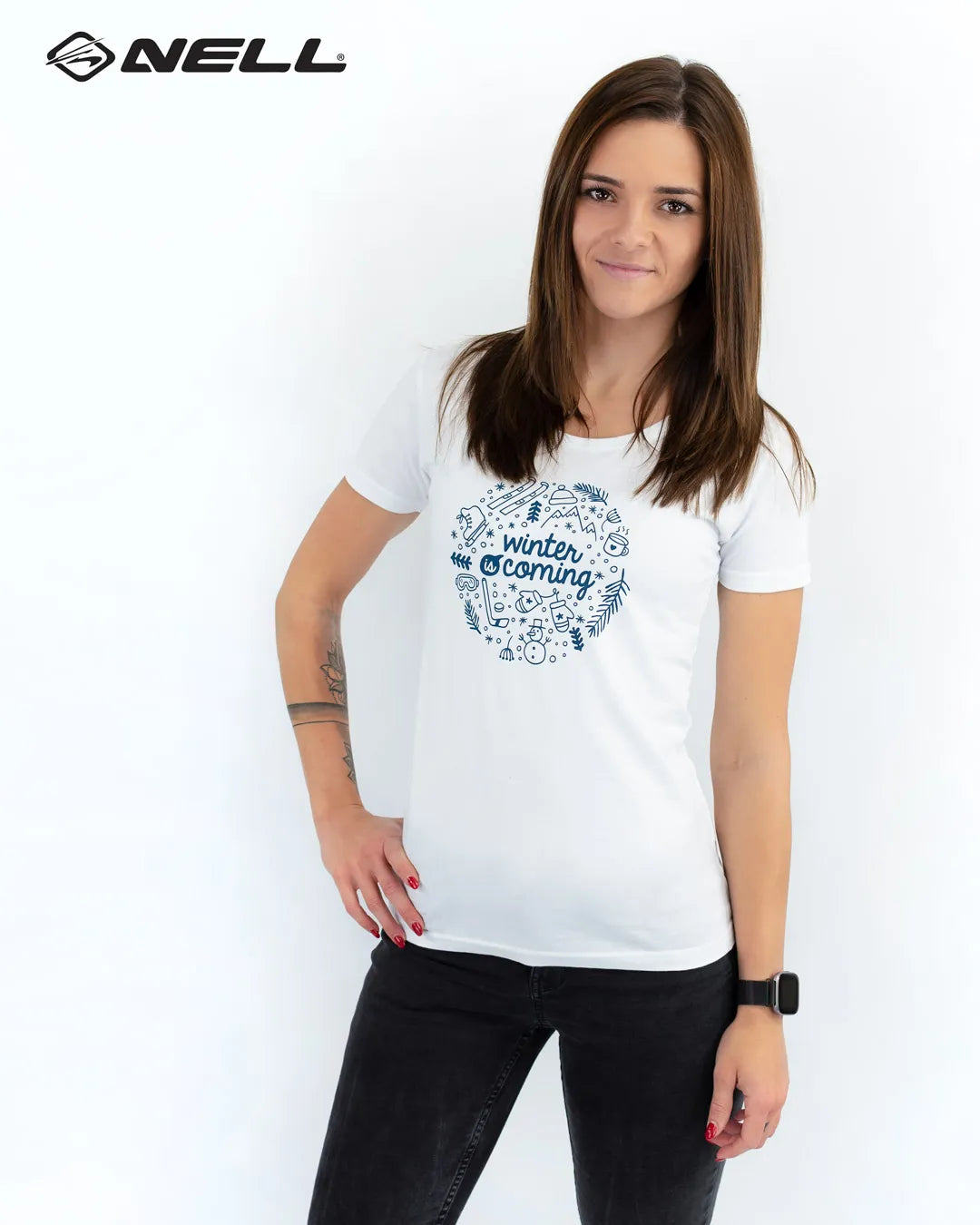 Winter Ladies T -Shirt White L - bumbac cald și moale