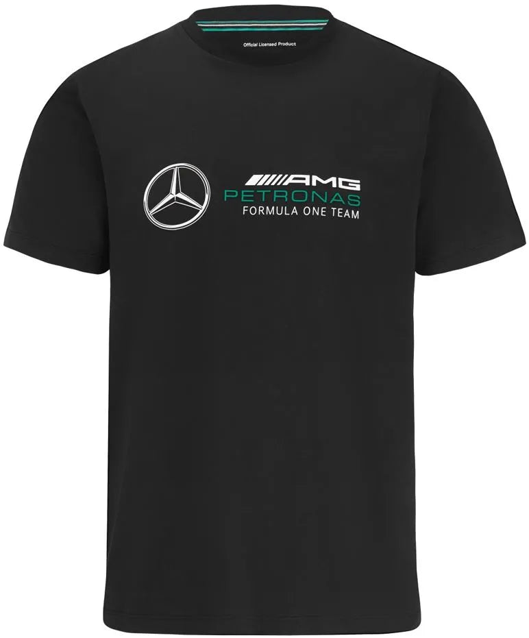 Tricou Mercedes Heren F1 FW Groot Logo Tricou Zwart Zwart XS