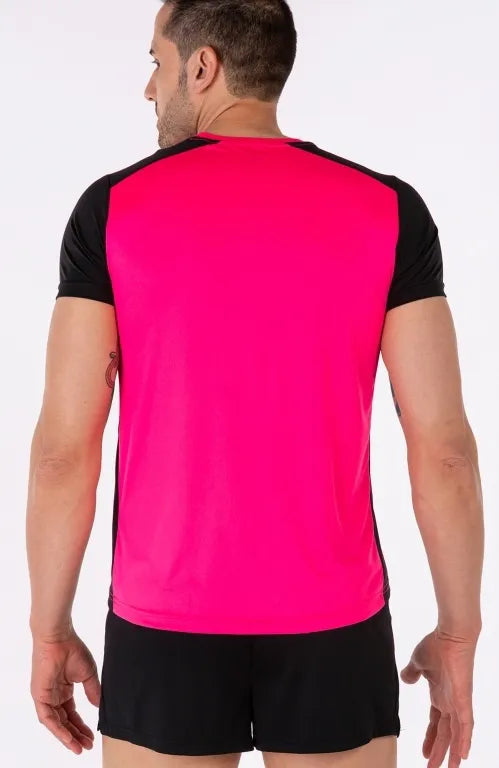 Pánske tričko Joma Record II Fluor Pink-Black, S