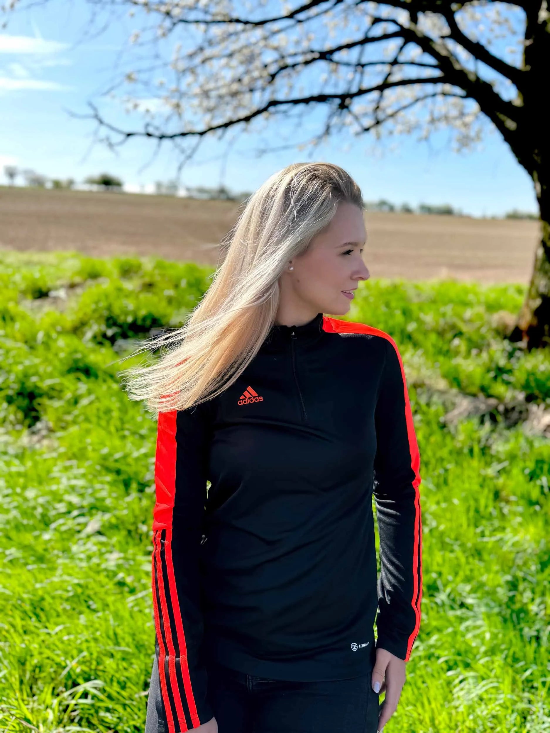 Adidas hölgyek tiro ls pulóver fekete/piros - sportos és lélegző