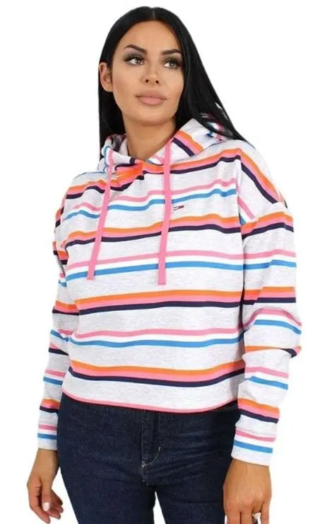 Tommy Jeans Boxy Crop Multi -Stripe Hoodie, xs