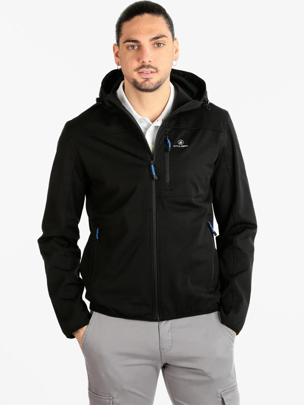 Athl de jaqueta macia masculina. DPT ágar preto - à prova de vento e respirável