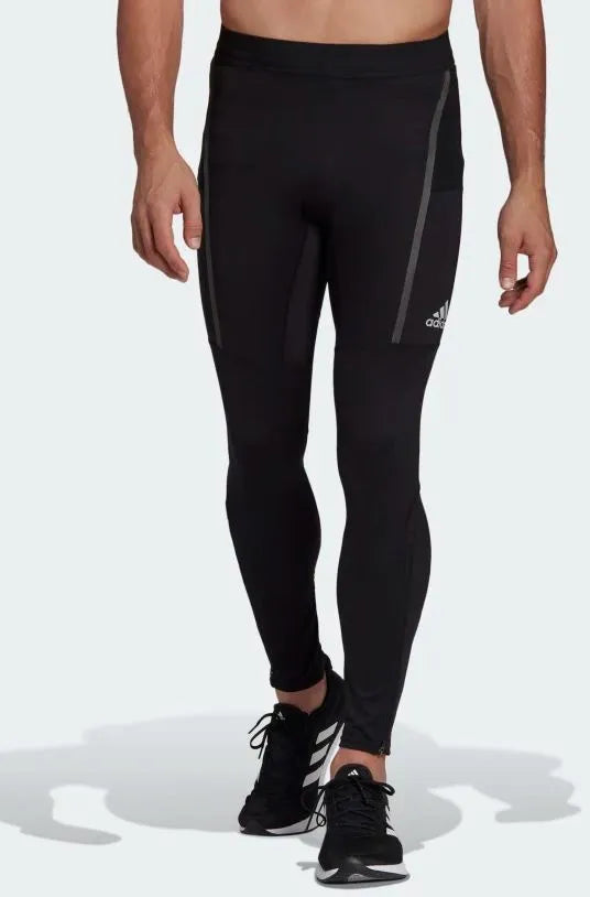 Leggings em corrida de homens adidas Black XL - apertado e funcional