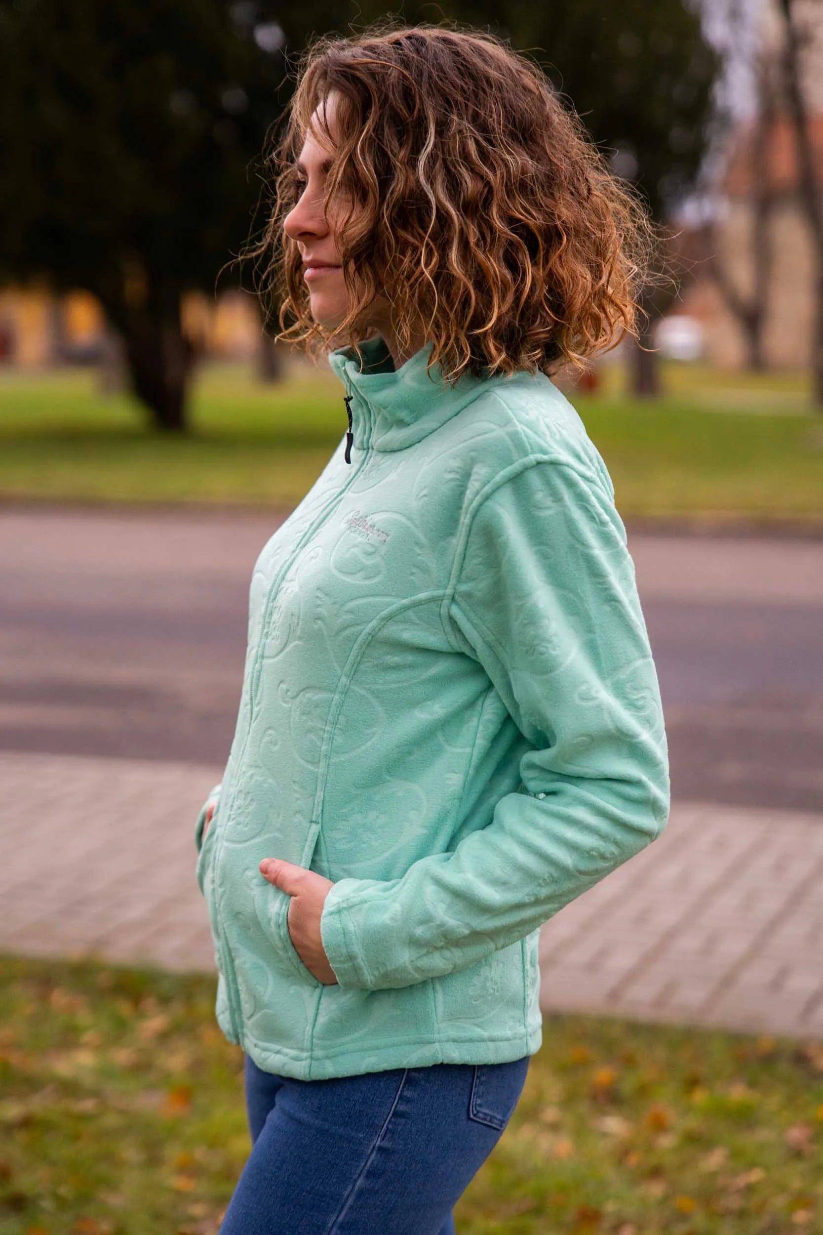 Damen Polar Fleece Jacke Emerald Green M - Warm & stilvoll