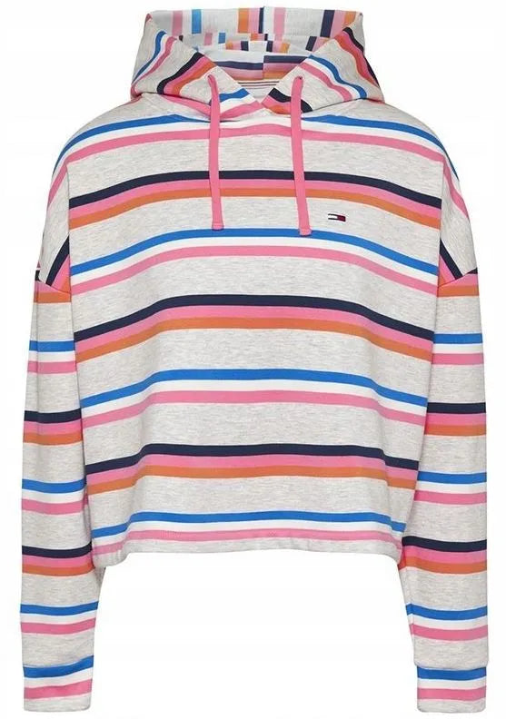 Tommy Jeans Boxy Crop Multi -Stripe Hoodie, xs