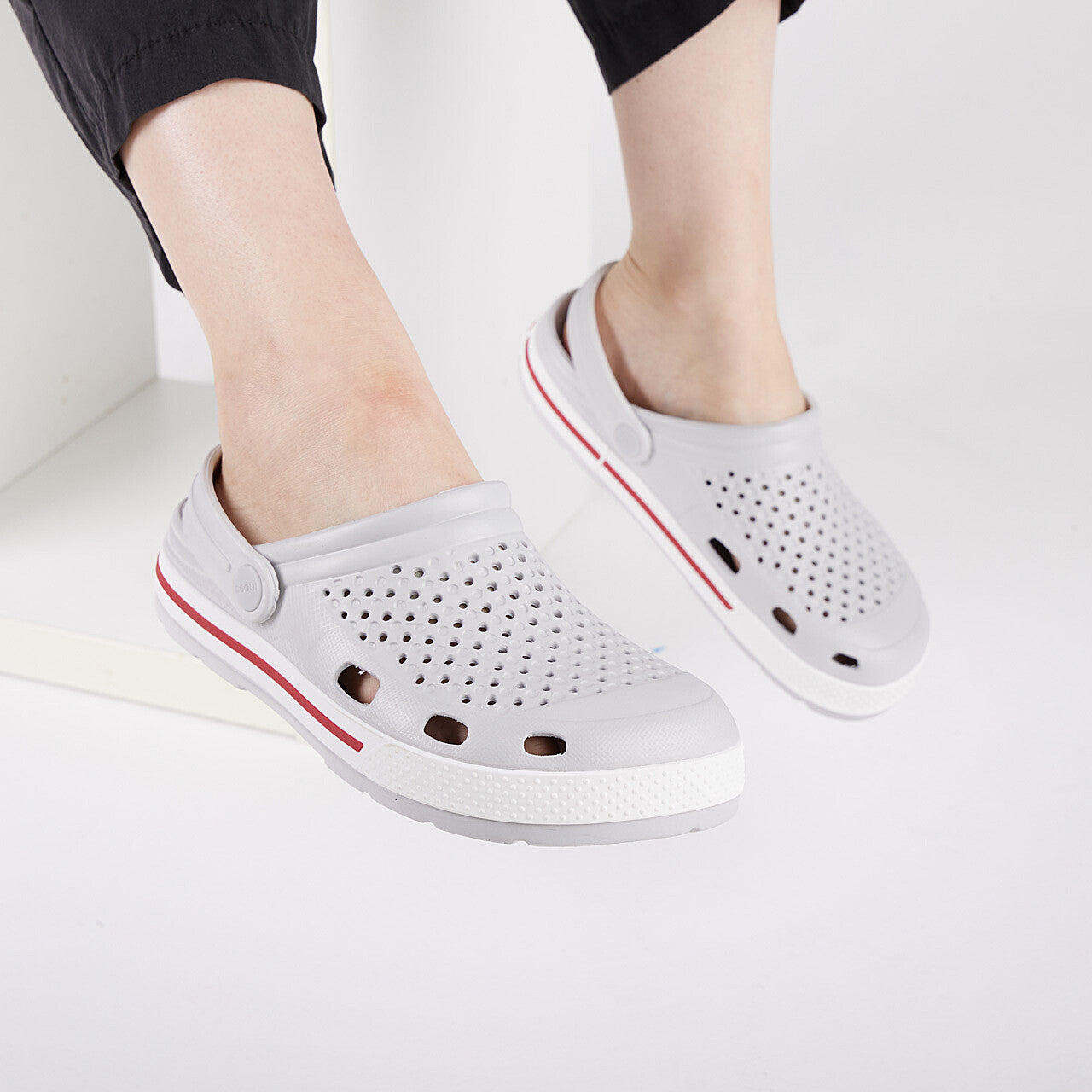 Zoccoli da donna COQUI LINDO Kaki Grigio/Bianco 42