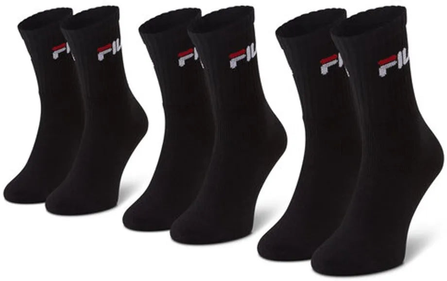 Unisex Fila Crew Tennis Socks 3-Pack Black, veľkosť 39-42