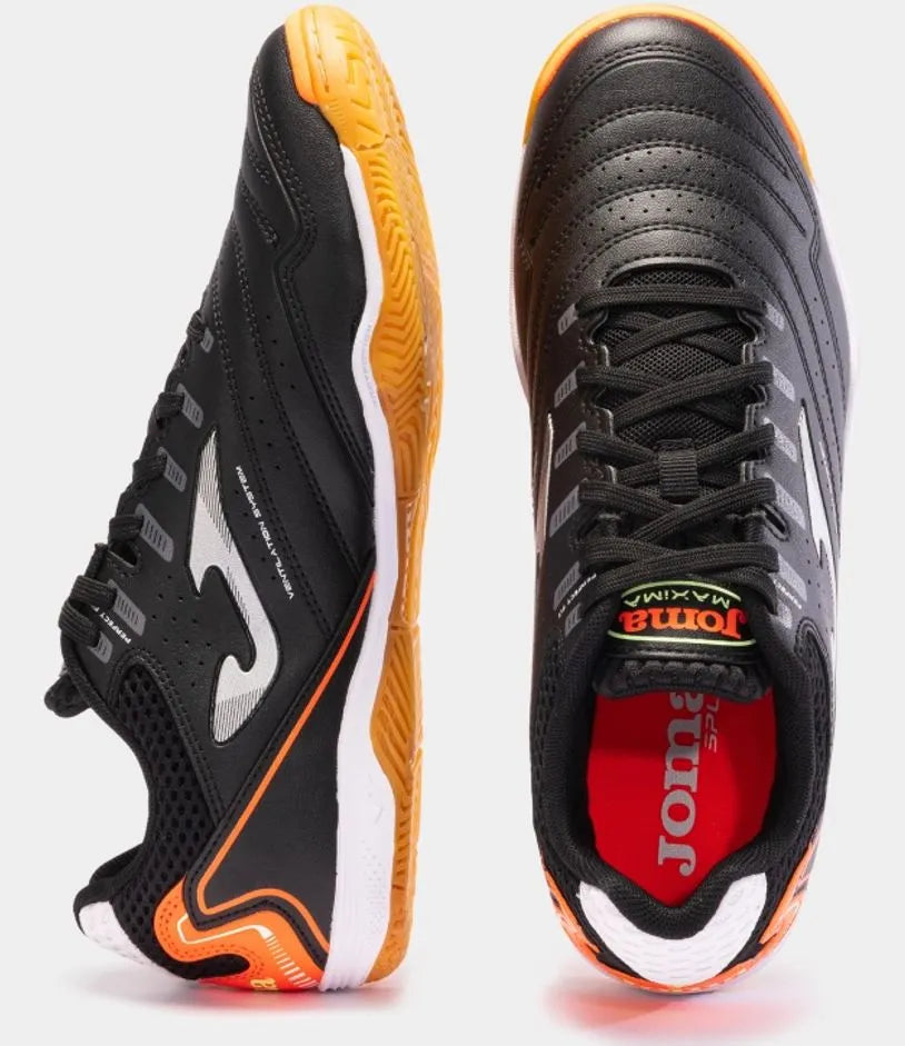 Joma Maxima Sapatos de futebol interno Black-laran, tamanho 40.5