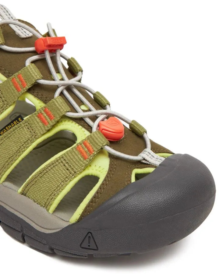 Keen jr newport boundless dark olive/scarlet ibis green kids' shoes 34