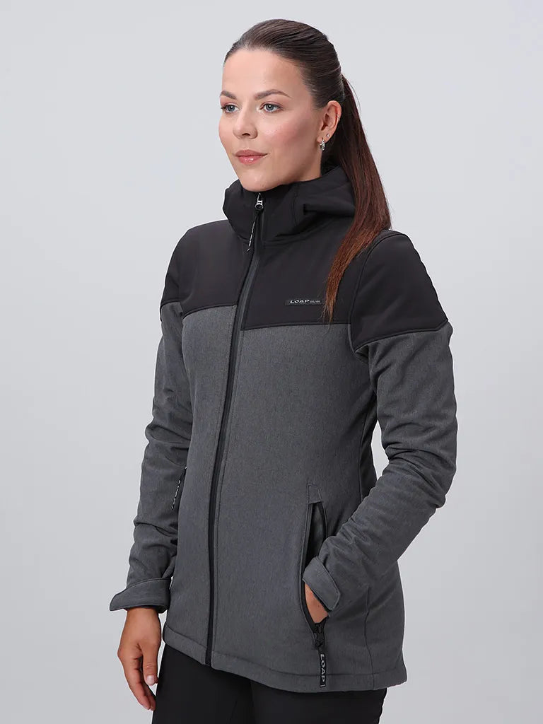 Giacca da donna softshell ludysa grigio scuro - antivento e traspirante