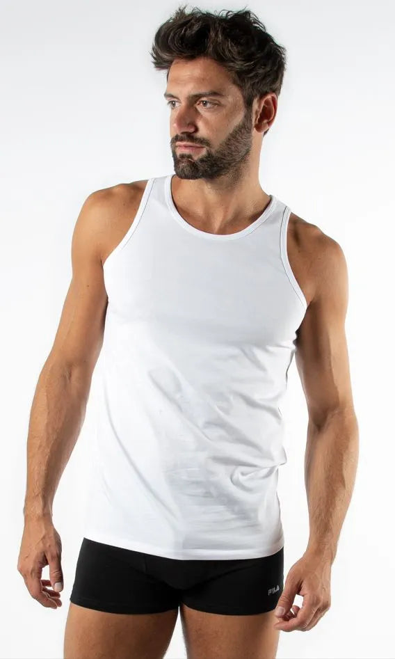 Fila uomini tanktop bianco xl - cotone traspirante
