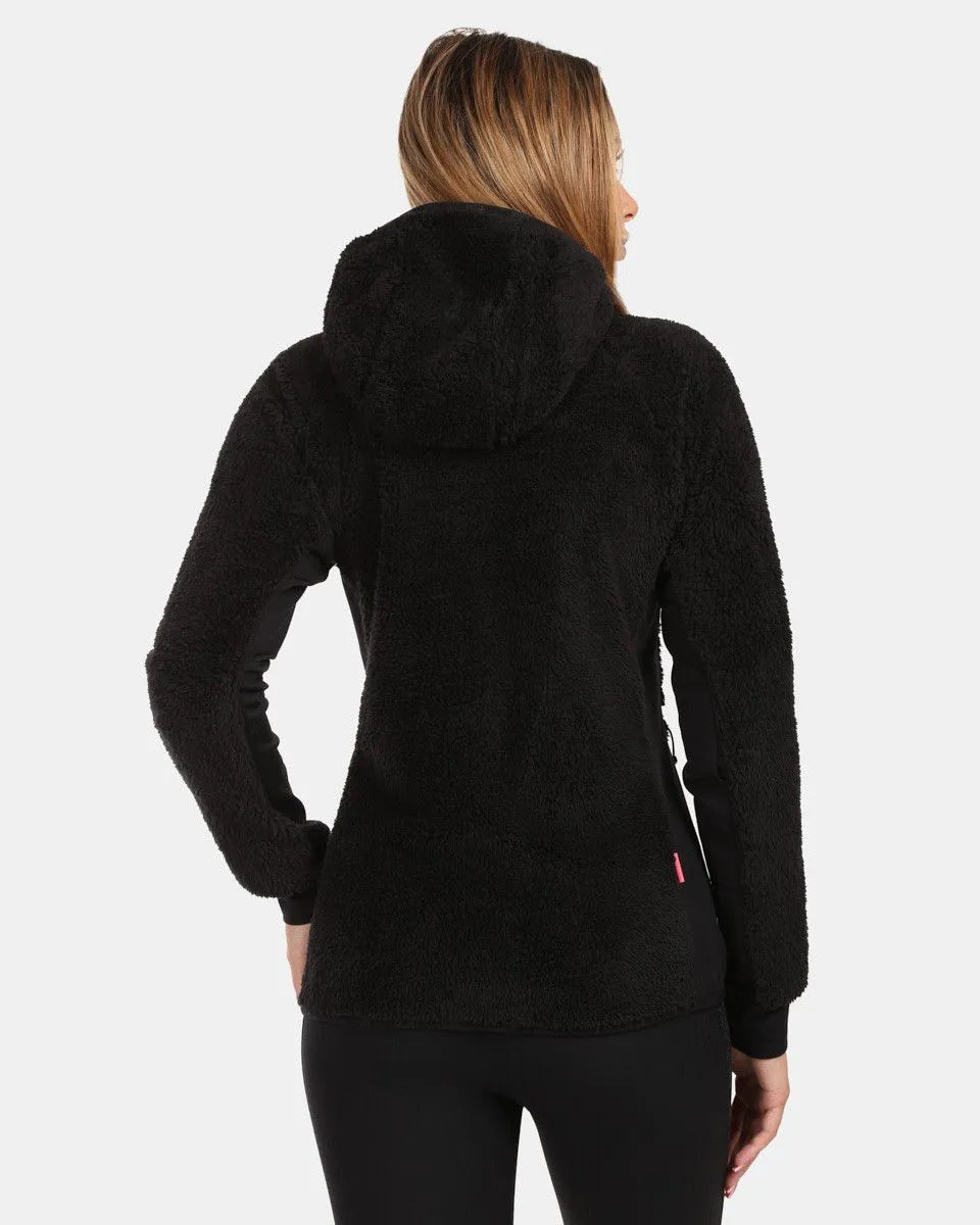 Women's furry fleece hoodie kilpi mink-w black 36