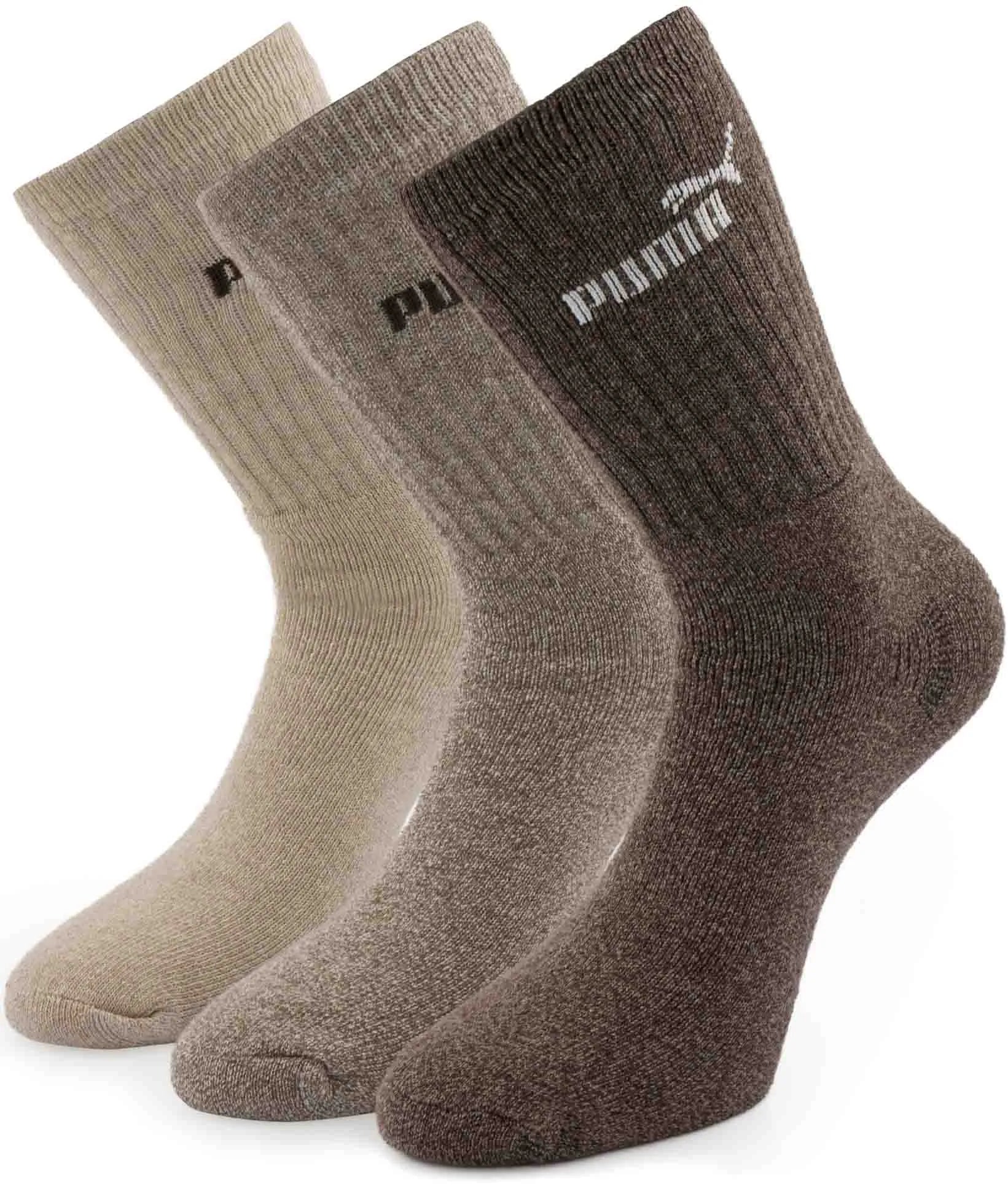 Puma crew sock 3p socks brown 39-42