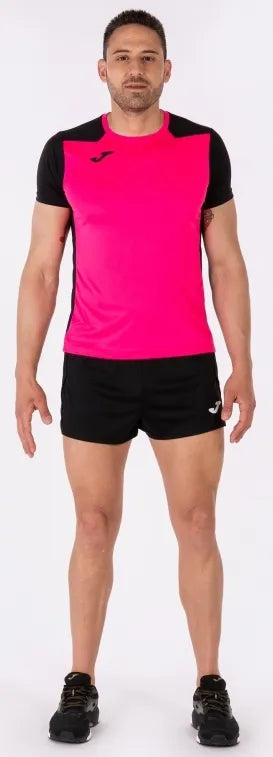 Pánske tričko Joma Record II Fluor Pink-Black, S