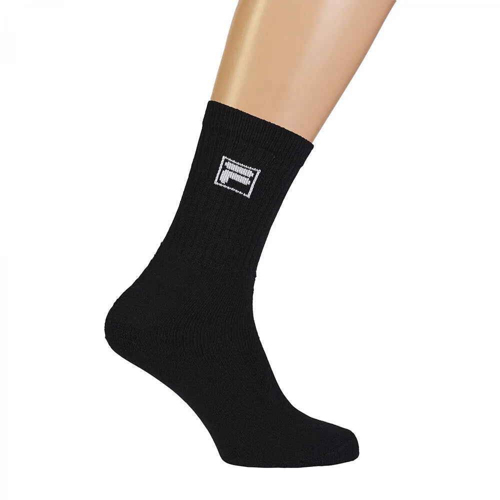 Unisex Fila Tennis Socks 3 paquetes negros, tamaño 35-38