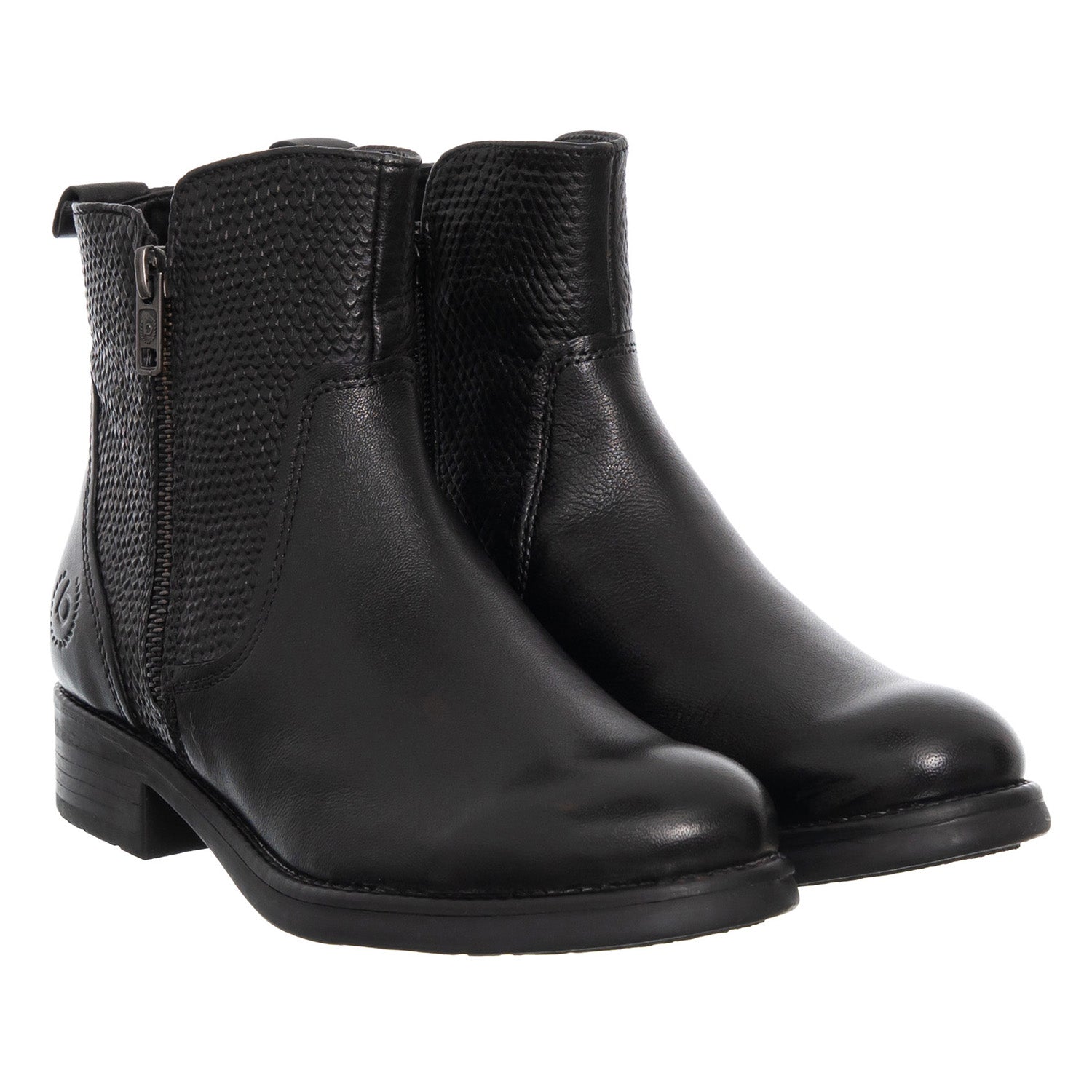 Bougatti Boots para mujeres de cuero natural Stiefelette Black Zln 0839