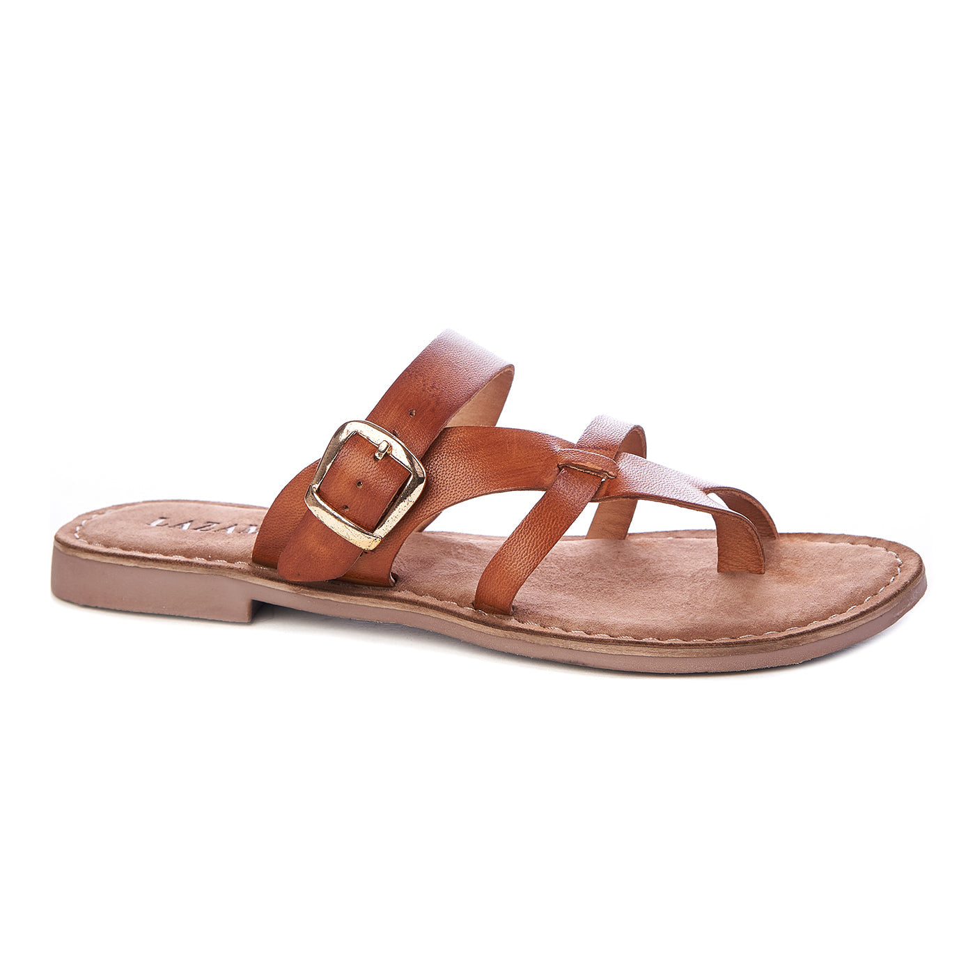 Pantoufles lazamani en cuir naturel zln 0423 tan