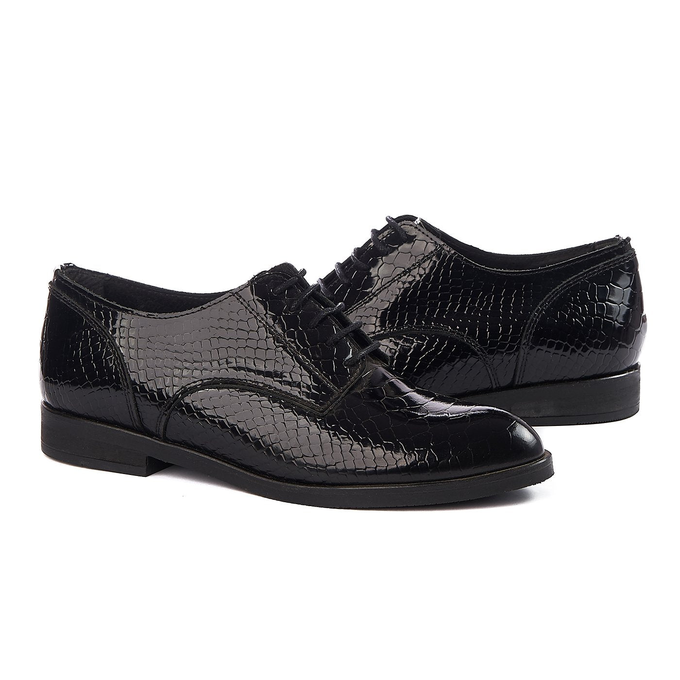 Bronx shoes shiny natural leather black zln 0157