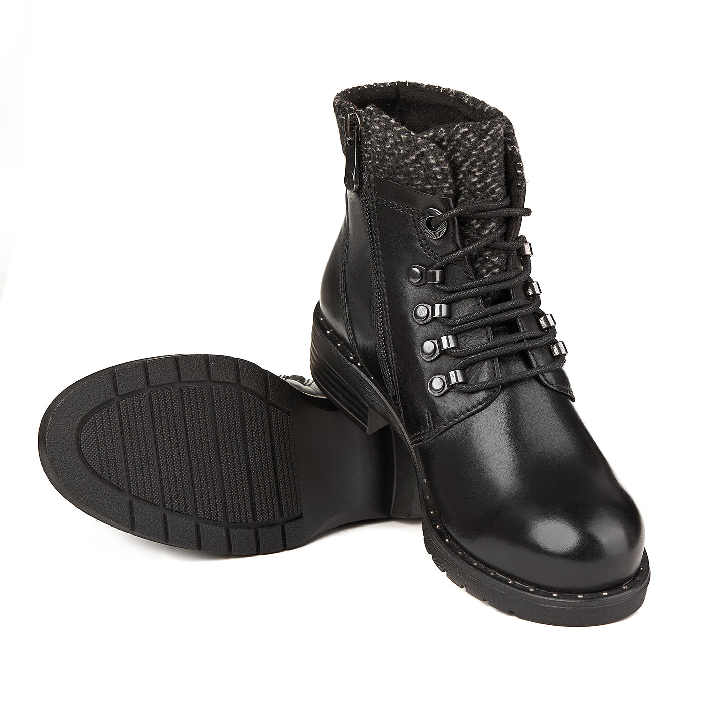 Marco Tozzi Black Ameisenstiefel mit leichtem Fell aus natürlichen Leder ZLN 0535