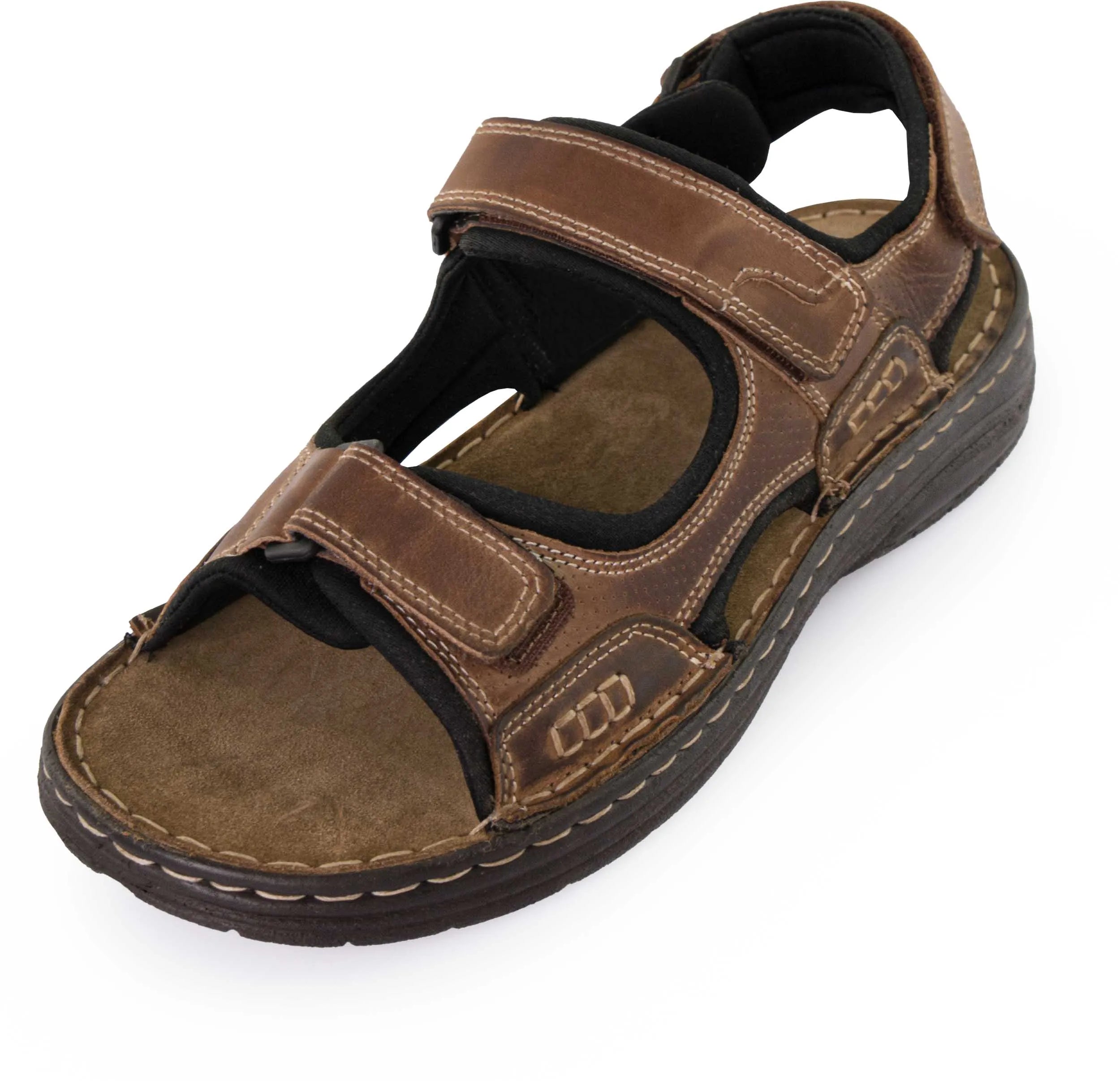 Herrlädersandaler Nell får Camel Brown 42