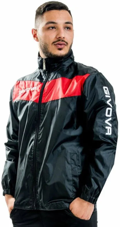 Športová bunda Givova Rain Nero-Rosso 3xl