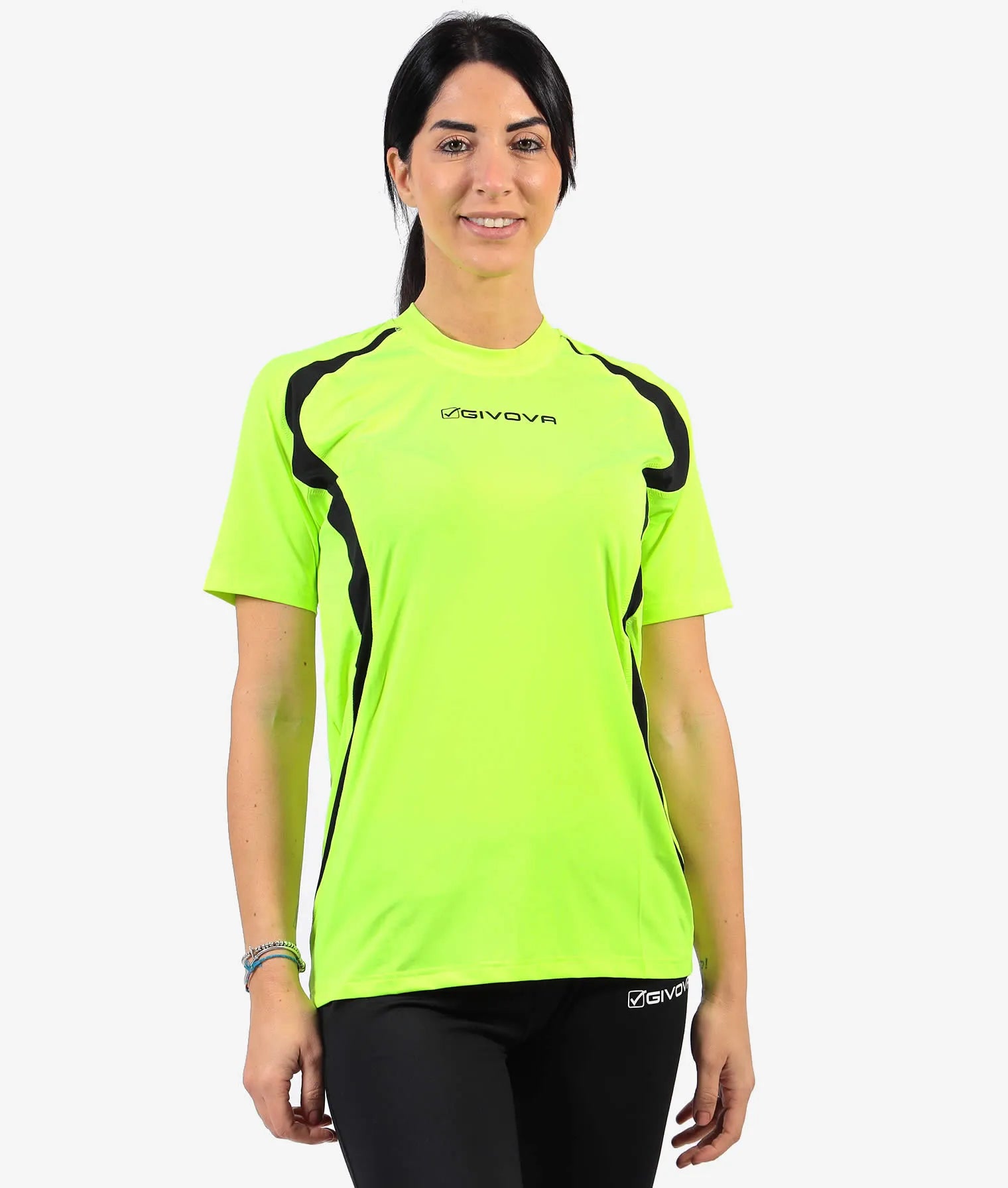 T-shirt in esecuzione unisex givova in corsa fluo giallo-nero l