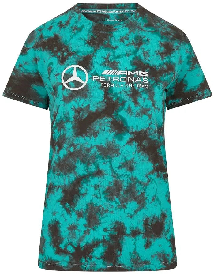 Dames T-Shirt Mercedes Wmns MAPF1 FW Tie Dye T-Shirt Multicolor Groen L.
