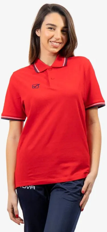 Polo shirt givova rood-navy blauw l