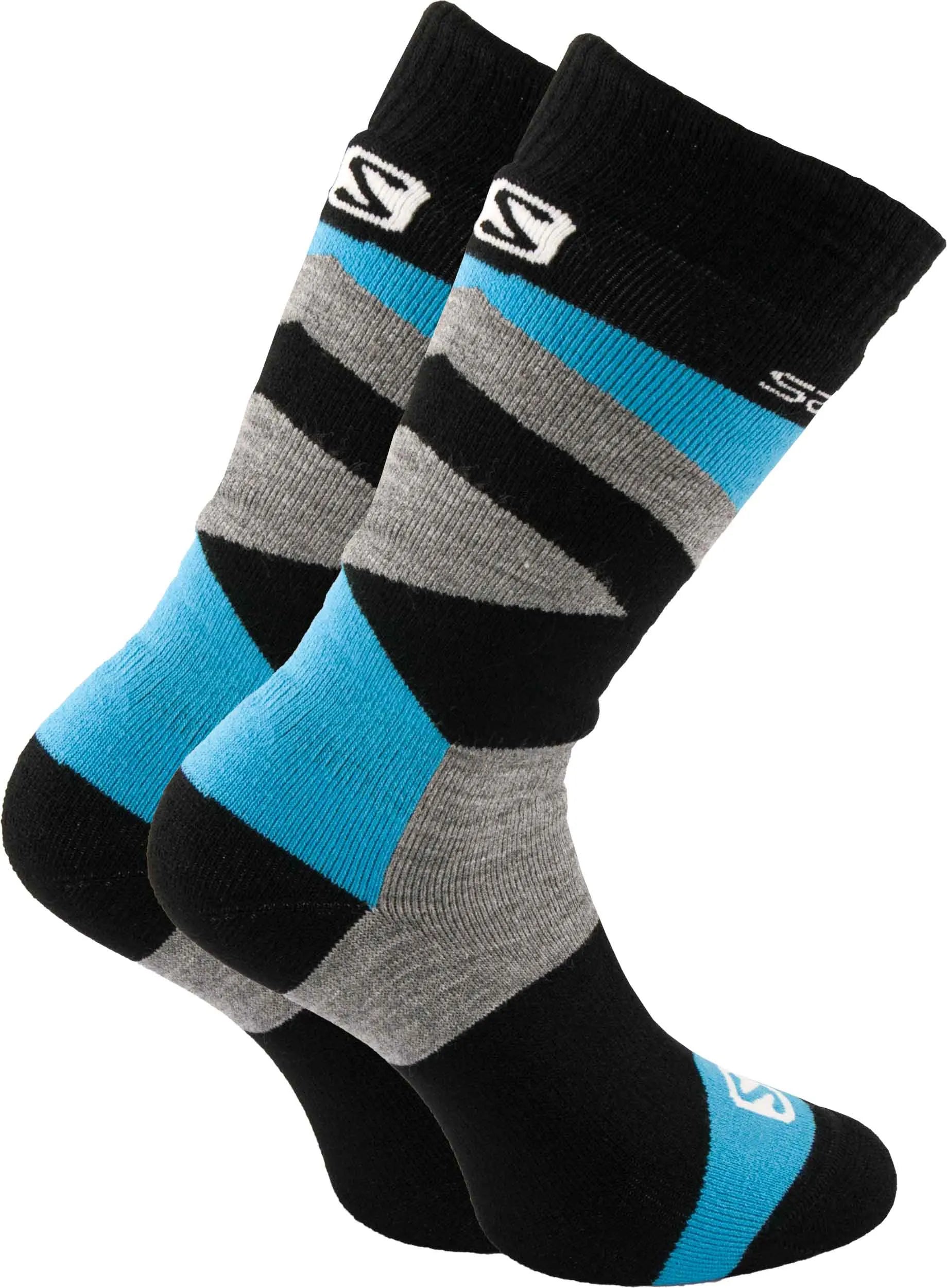 Stocaí sciála fhoireann Salomon jr 2 phacáiste dubh/gorm gorm 35-38