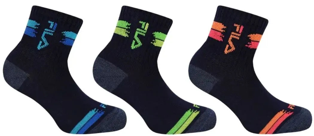 Fila Socks 3-Pack Jr Boy Quarter Navy Black 23-26