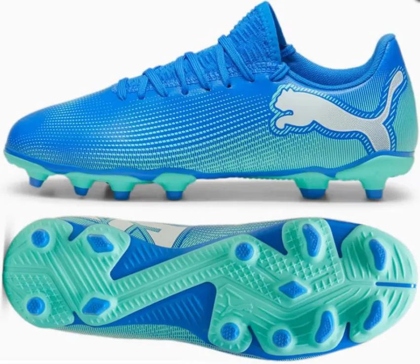 Dětské fotbalové boty Puma Jr Future 7 Play FG/Ag Football Boot Light Blue 37