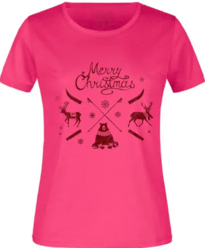 Natalizio t -irt ladies rosa xl - morbido cotone festivo