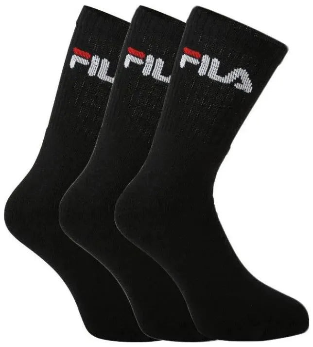 Unisex Fila Crew Tennis Socks 3-Pack Black, veľkosť 39-42