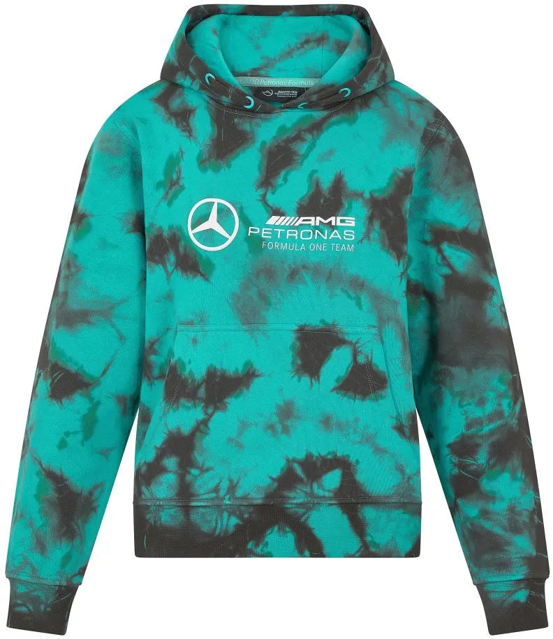 Dames Mercedes Wmns MAPF1 FW Tie Dye Hoodie Multicolor Groen 2xl