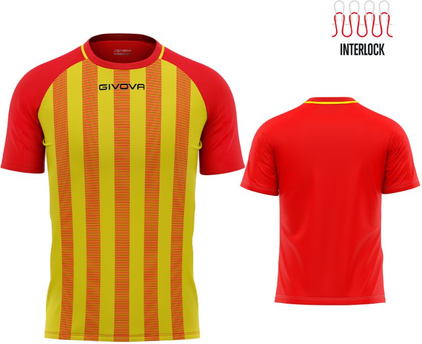 Sports T-shirt Givova Rugby Red-Yellow M