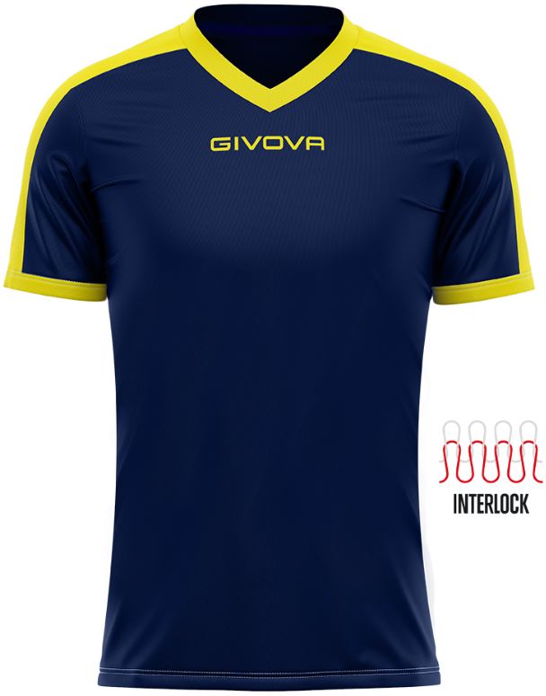 Sports T-shirt Givova Revolution Blue-Yellow blue L