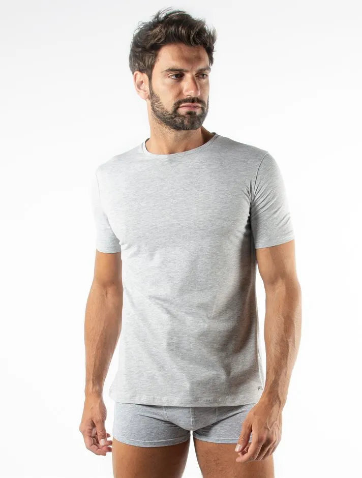 Grey Fila Męska T -Kirta XL - Zwykła bawełna Fit