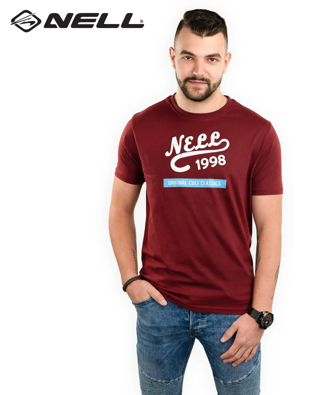 T -shirt masculina Nell Alban Wine M - Cotton & Comfort Fit