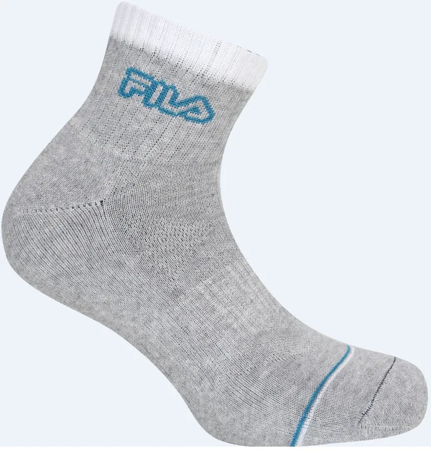 FILA 3-balenie Fitness Quarter Socks White-Grey 39-42
