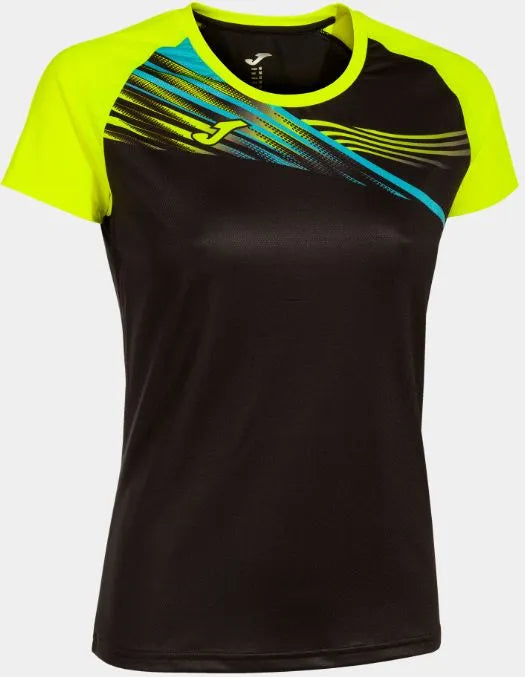 Športové tričko Dames Joma Elite X Zwart-Fluor Geel zwart XS