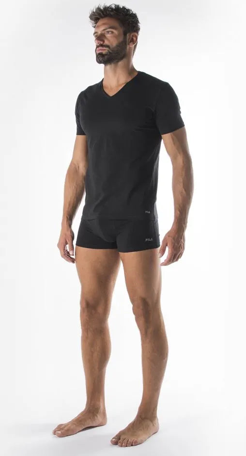 Fila muž V V-NECK Tričko Čierne XL-Comfort & Style